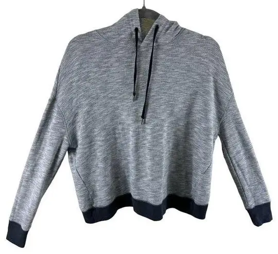 Banana Republic  Navy Gray Long Sleeve Hooded Open Back Short Sweatshirt Size S