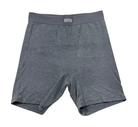 SKIMS Boyfriend Collection Gray Ribbed Knit High Waisted Boxer Brief Shorts M
