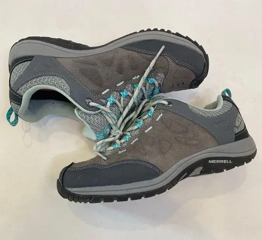 Merrell  Women’s Castle Rock Low Lace Hiking Shoes EUC Sz 7.5 Gray Teal Active