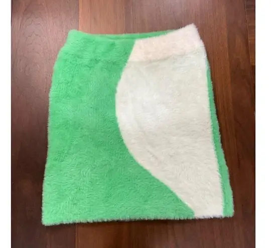 SER.O.YA Winnie Skirt in Pistachio & Cream XSmall Womens Faux Fur Fuzzy Mini Green Size XS