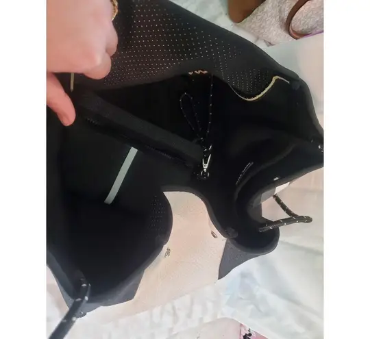 Haute Shore GREYSON UPTOWN Tote Purse Black/White Stripes Bag. A12 Black