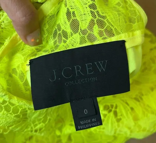 J.Crew  Collection Neon Yellow Lace Sheath Dress