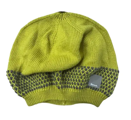 Bench Knit Beanie Hat Yellow Grey One Size Winter Warm Wool Blend NWT