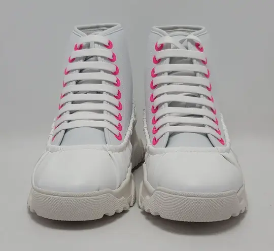 F_WD XP3 Xplore White Pink Leather Trainers Lace Up High Top Sneakers Size 39