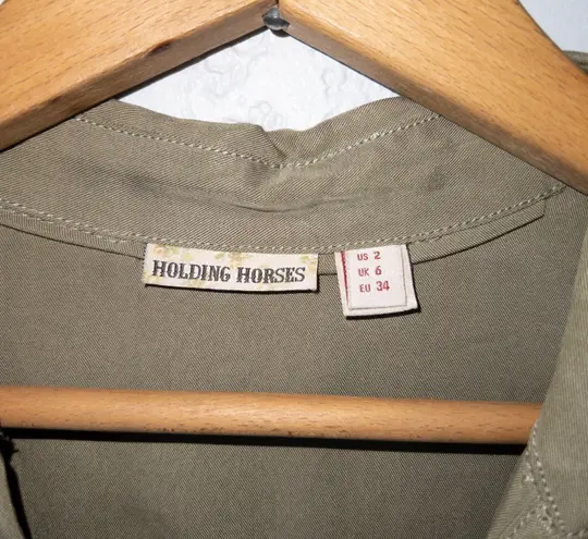 Holding Horses x Anthropologie Green Celina Utility Wrap Blouse Size 2