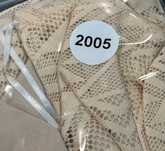 Jody California Dress Womens Large Beige Lace Overlay Midi Fringe Hem USA Made