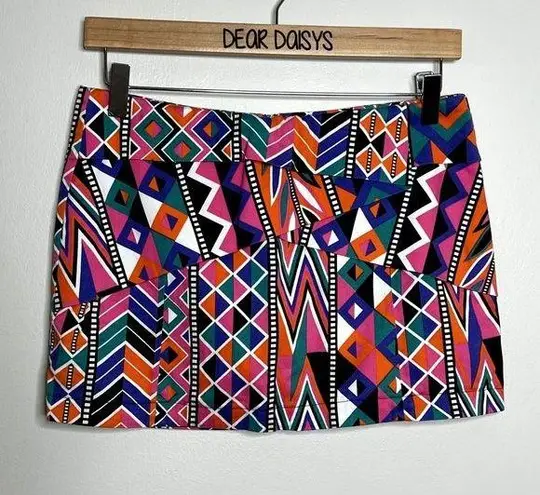Morina Geometric Patterned Multicolor Mini Skirt