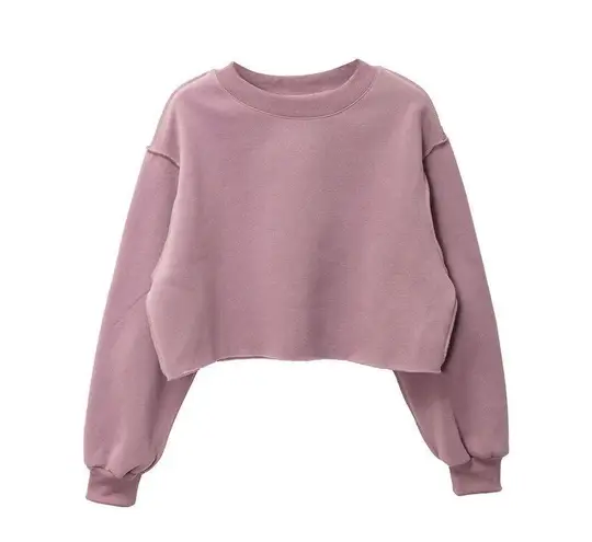 NEW Lilac Cropped Sweatshirt Pullover Fleece Crop Top M Purple Size M