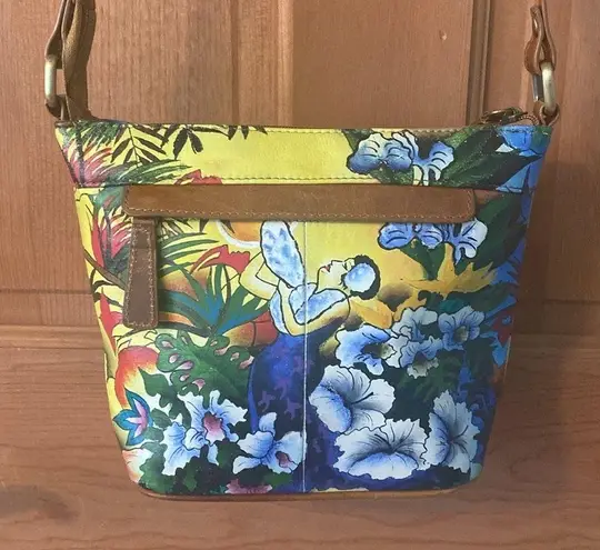 SHARIF Hand Painted Hawaiian Sunset Leather Bag ARTISTIC EXPRESSIONS VTG Purse