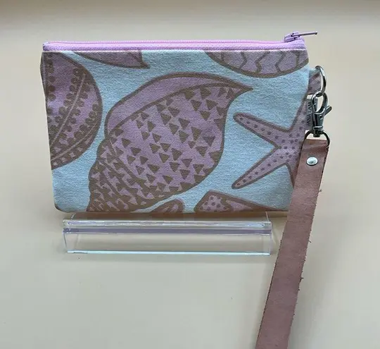 A Cool Rare Jana Lam Handmade Hawaii Aloha Print Zipper Coin Purse Wristlet Pink
