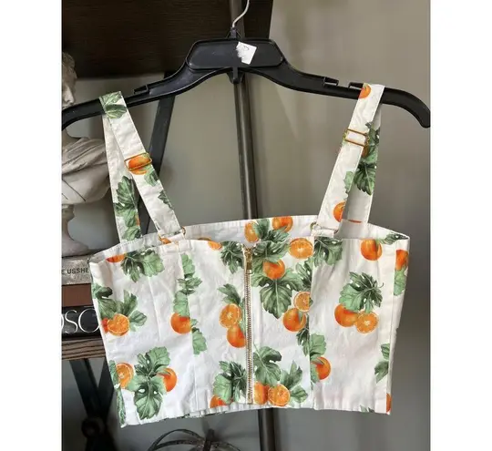 We Wore What Straight Neck Corset Crop Top Orange Womens Size XS