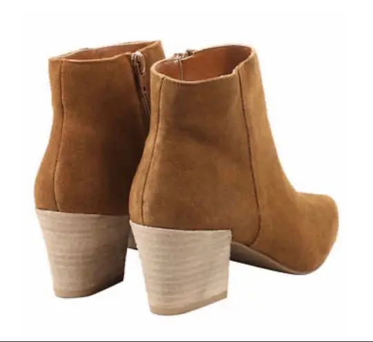 Kensie Lyden Brown Pointy Toe Suede Ankle Bootie Chunky Heels NWT