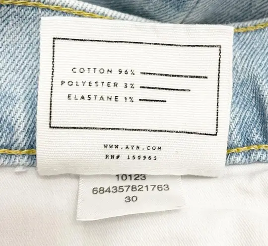 AYR The Sugar Jeans High Rise Straight Leg Light Wash Distressed Size 30 | 10