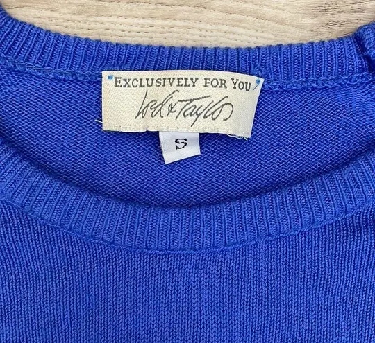Lord and Taylor EXCLUSIVELY FOR YOU Blue Short Sleeve Round Neck Sweater Small