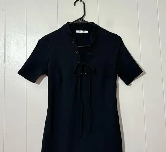 Avec Les Filles Lace Up Muette Mini Dress Black Womens Size XS