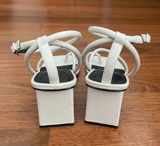 Guess White Strappy Open Toe Block Heels