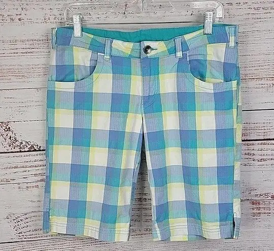 Oakley  Blue White Yellow Plaid Low Rise Bermuda Women's Shorts Size Junior's 11