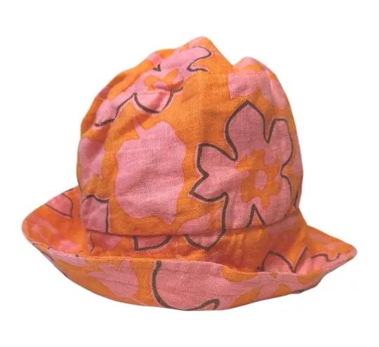 Faithfull the Brand Faithful the Brand Paraiso Floral Print Linen Bucket Hat Pink Orange Summer Boho
