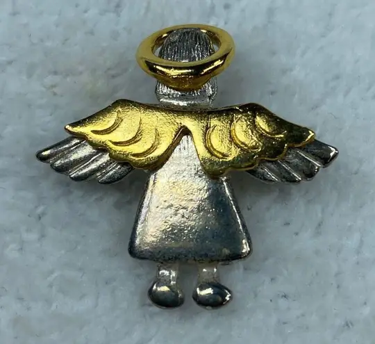 Vintage IMO 1995 Guardian Angel Pin Brooch Pendant Halo Wings Gold Silver Color