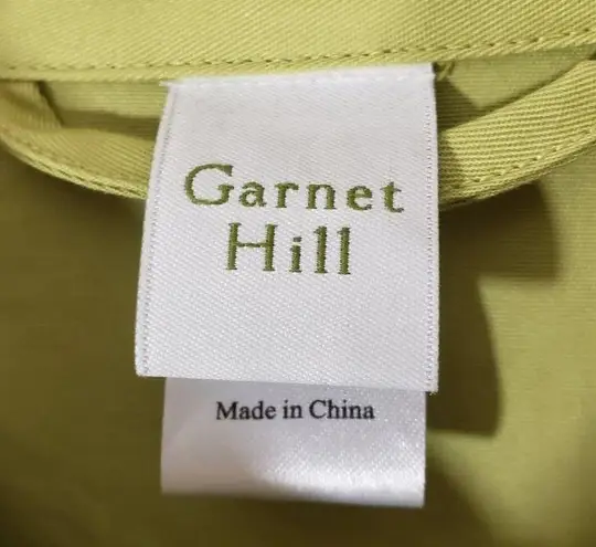 Garnet Hill Women's Small Green Solid Trench, Belted Jacket