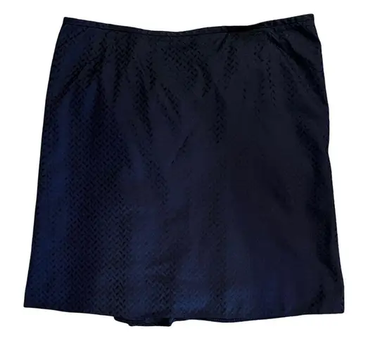 Armani Collezioni Silk Navy Skirt A-Line Straight Italy TG 52 US 16 Plus 90s Y2K
