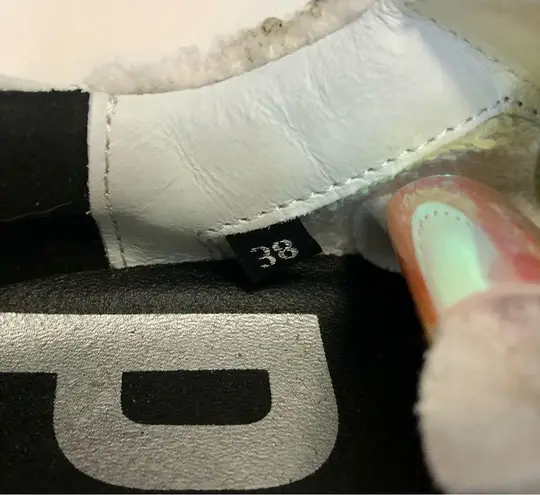 P448 Nordstrom John Wad Sherpa Fashion Sneakers White Green Gray Teddy sz 7.5-8