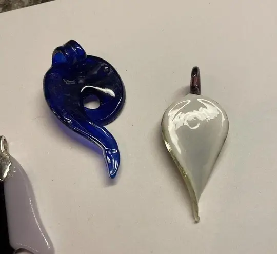 Handmade Lot Of 3 - Costume Pendants / Charms Blown Art Glass