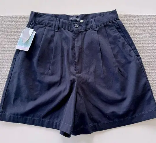 Dockers Navy Blue Classic High Natural Waist Pleated Chino Shorts Size 10 NWT