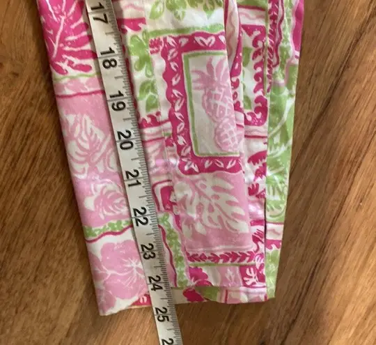 Island Republic Funky Pink Hawaiian Print Cropped Pants Sz 8 Cotton Stretch