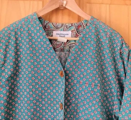 Vintage Ellen Margaret Moody tiny calico floral print blouse size L Size L