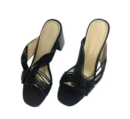 Adrienne Vittadini Annalee Sandals Sz 8.5 Black Slip On Open Toe Block Heel