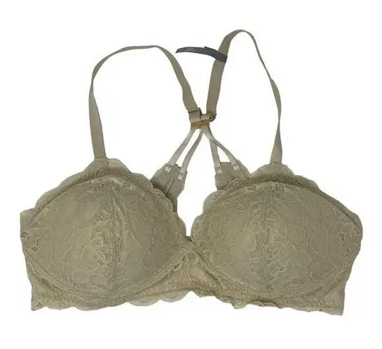 Aerie  Beige Real Power Wireless Push-Up Plunge Racerback Lace Bra Size 36D NEW thumbnail 1