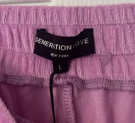 Generation Love New  Ivy Velour Joggers LiLac Size Large