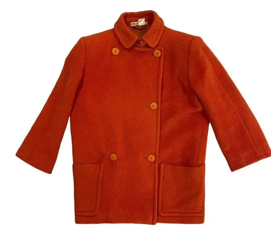 Salvatore Ferragamo Authentic Vintage Burnt Orange Wool & Mohair Italian Peacoat