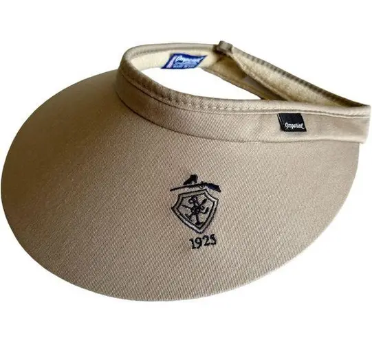 Imperial Sports Khaki Visor Hat Tan & Navy Blue Embroidered