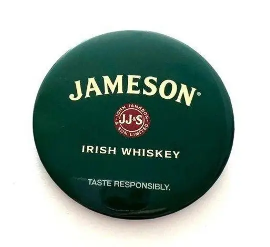 Jameson Irish Whiskey Button Pin Green Silver Tone