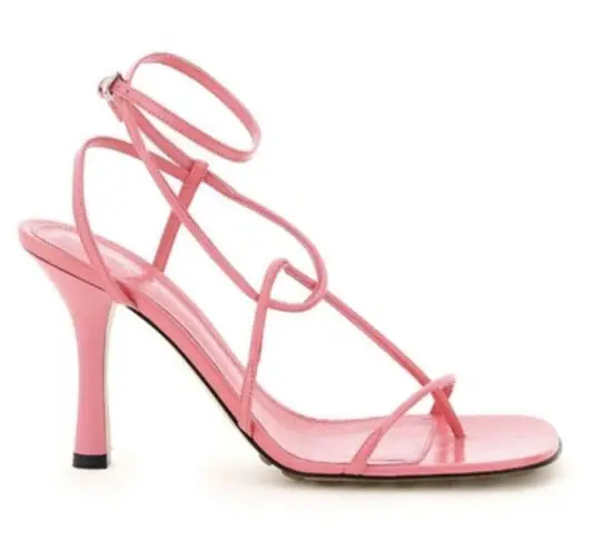 Bottega Veneta 930$ The Line Pink Milkshake Square Toe Heel Strap Sandal Leather