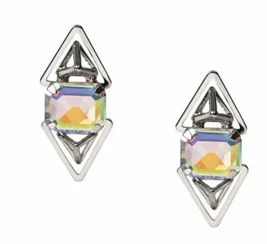 Katy Perry Silver Double Prism with Center Gem Stud Earrings Prism Colle…