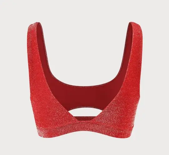 BERLOOK Red Lurex Cut Out Bikini TOP ONLY 03