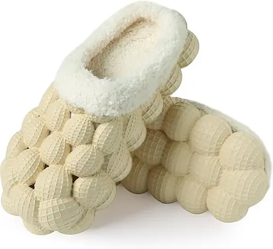 Unisex FUN Bubble Slippers,Fuzzy Plush Lining Non
