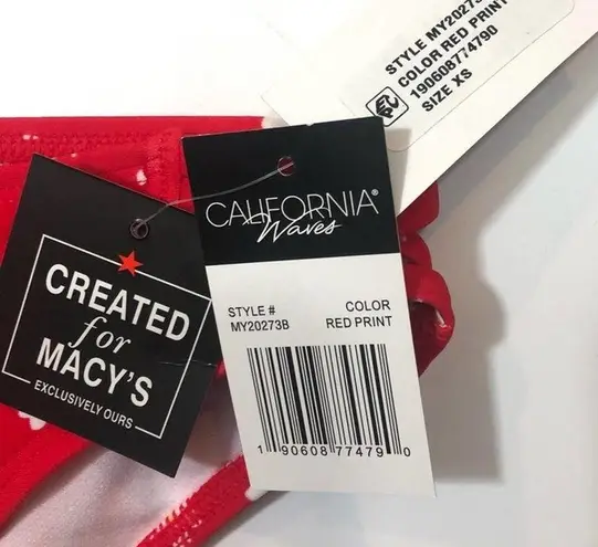 California Waves RED Strappy Bikini Swim Bottom