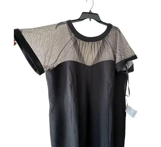 Maggy London Illusion yoke crepe cocktail dress Size 14 With Sheer Sleeves 24W