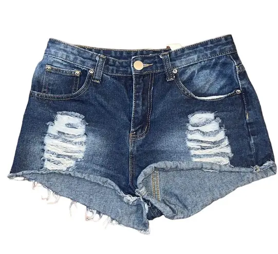 Boohoo Women’s  distressed high waisted denim shorts size 6