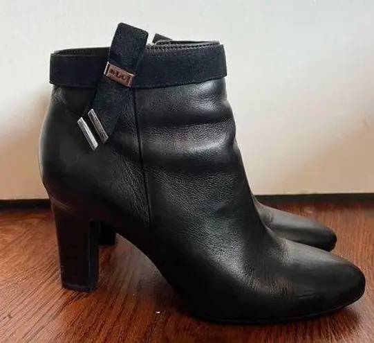 Ralph Lauren lauren  black leather brinley heeled ankle boots size 8.5