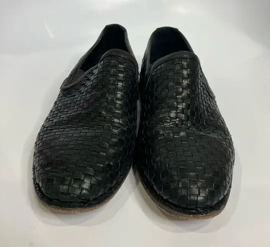H. S. Trask black woven leather loafers slip on shoes women’s size 9 artisan
