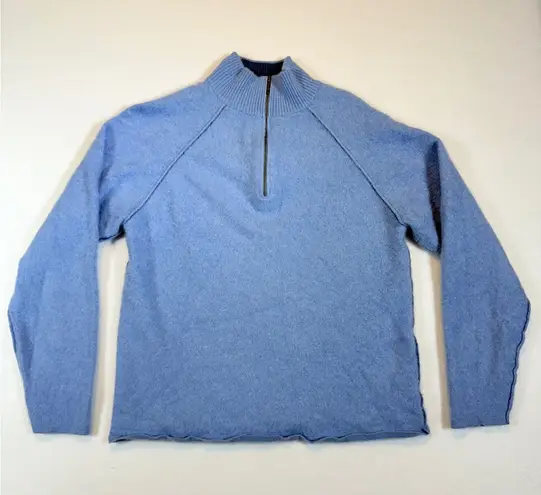 Brookmore Women's Blue 1/4 Zip Up Cashmere Sweater Pullover Size L Size L