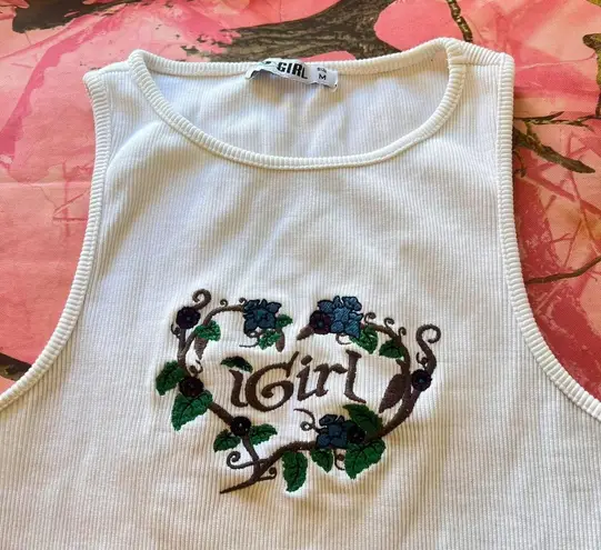 igirl world emo rose heart embroidered tank crop