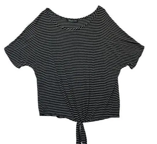 Tiffany & Grey Striped Tie Front T