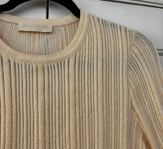 Ulla Johnson Lyana Pullover Cream Ivory Textured Rib Knit Sweater Top Size Large