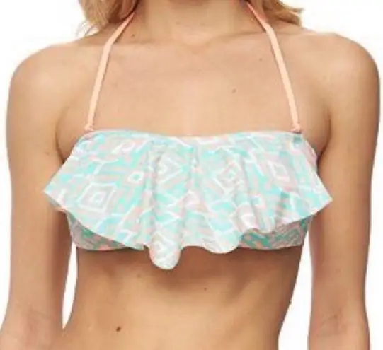 Southwestern Aztec flounce bandeau bikini swimsuit top Jr size M
